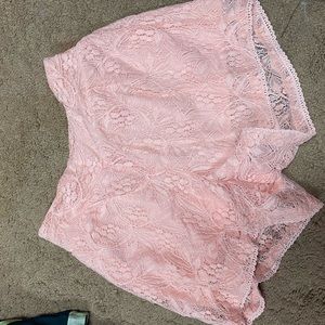Pink lace shorts